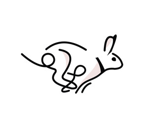 rabbit line logo, rabbit animal silhouette design