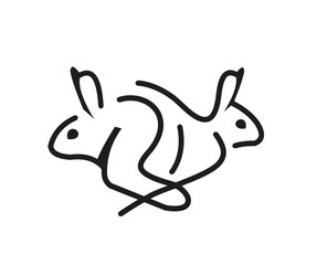 rabbit line logo, rabbit animal silhouette