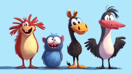 Four cartoon animals