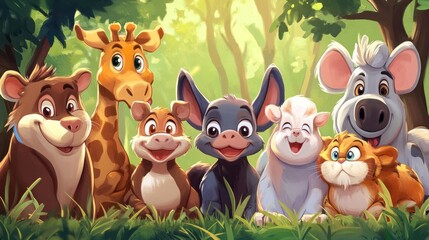 Naklejka premium Friendly forest animals (1)