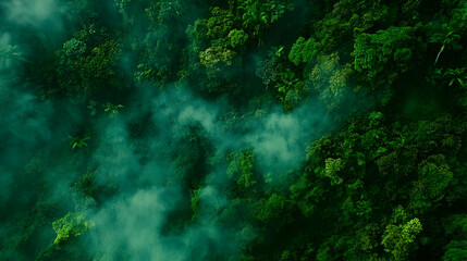 Obraz premium Aerial view of dense rainforest