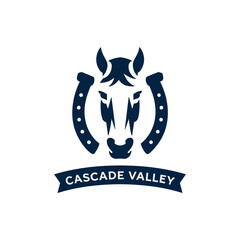 Stylized Horse Head with Twin Lucky Horseshoes and 