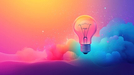 Illuminated bulb in vibrant clouds