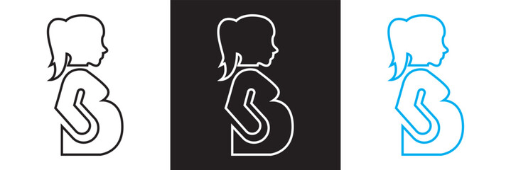 Pregnant woman with a visible belly icon. Vector for websites, mobile interfaces, presentations, banner, visual branding etc. Vector illustration. isolated on white and black background. EPS 10