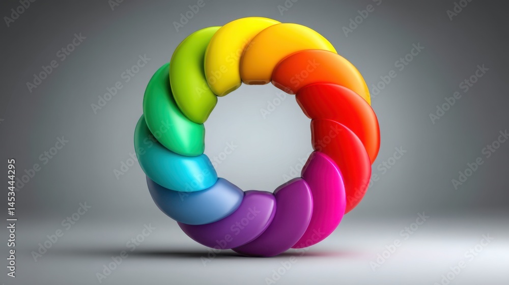 Poster a vibrant rainbow colored illustrating the concept of ai-calculated diversification rating wheel for
