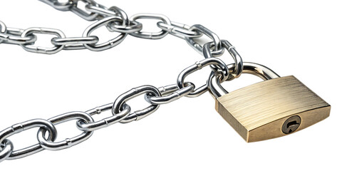 chain in with padlock on white background, PNG