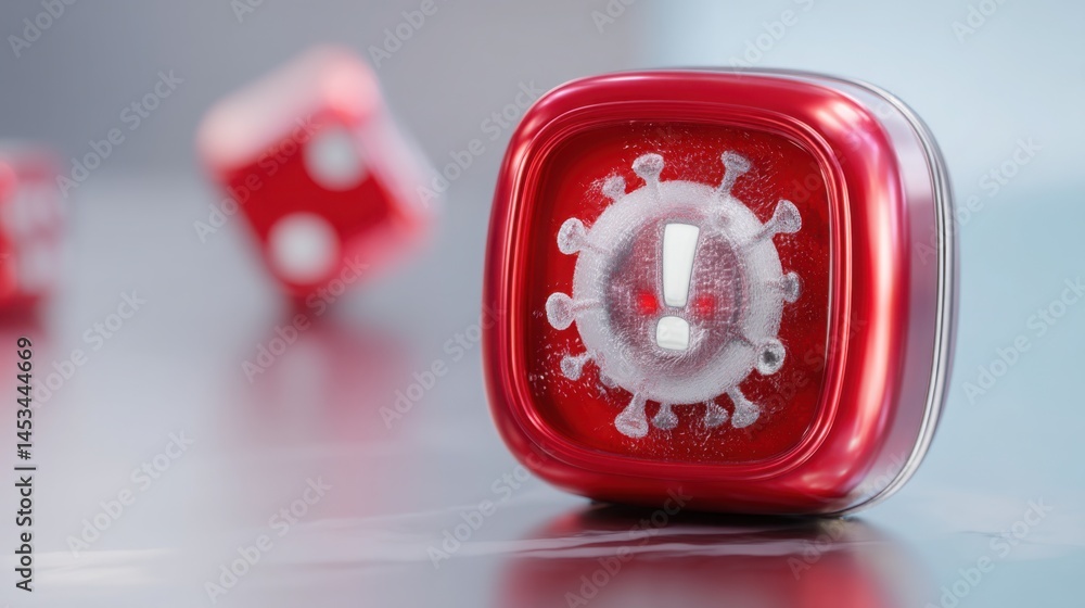 Poster red and white object representing ai-powered risk matrix for calculated danger and intelligent finan