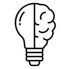 Creative icon combining brain and light bulb