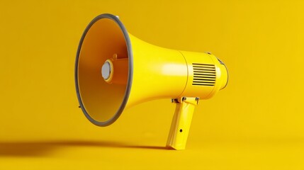 Bright yellow megaphone on solid yellow background, symbolizing clear communication and bold expression.
