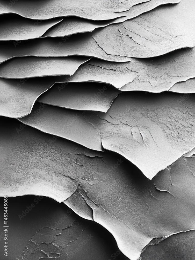 Poster abstract monochrome texture of overlapping shapes with subtle cracks and shadows