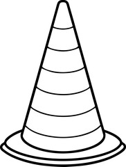 traffic cone outline vector illustration, line art