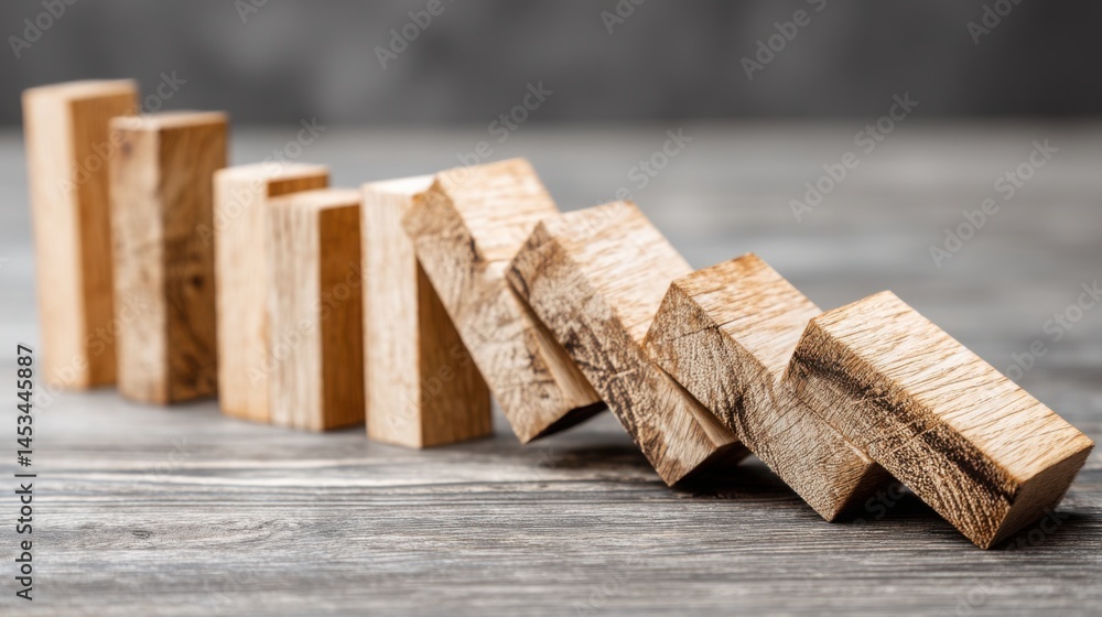 Poster simple wooden block representing the concept of bid stack failure and the associated loss of buyer s