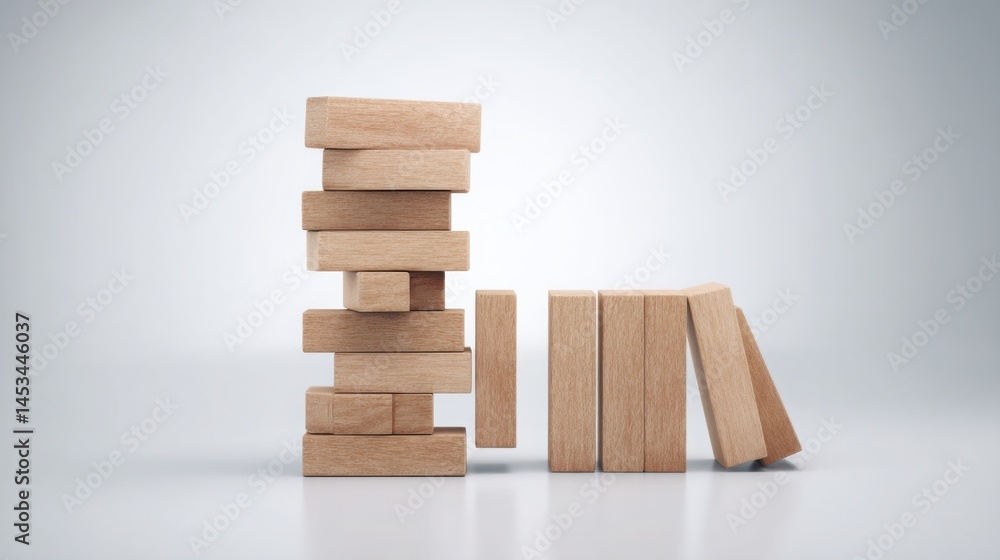 Poster a stack of wooden blocks symbolizing a breakout icon concept reflecting low confidence in market con