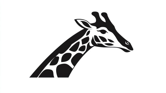 Elegant giraffe head vector illustration black and white style