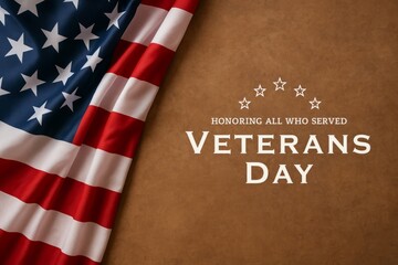 American Flag Veterans Day Background Honoring All Who Served Patriotic USA Red White Blue Stars Stripes Symbolism National Holiday Remembrance Military Appreciation Grateful Nation Celebration Image 
