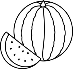 Watermelon outline vector illustration, line art