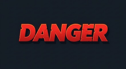 Danger Text Graphic Red Word with Cracked Effect on Dark Background