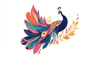 Obraz premium Peacock Illustration, Colorful Design