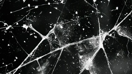 Close-up shot of cracked glass texture, capturing intricate details. The high-angle view adds drama, ideal for a suspenseful video backdrop. Live desktop wallpaper.