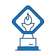 Trophy Blue Line Icon. Award, Success, Achievement, Sport, Competition, Medal, Champion, Winner, Leadership Editable Stroke Vector Illustration.