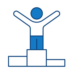 Competition Blue Line Icon. Award, Success, Achievement, Sport, Trophy, Medal, Champion, Winner, Leadership Editable Stroke Vector Illustration.