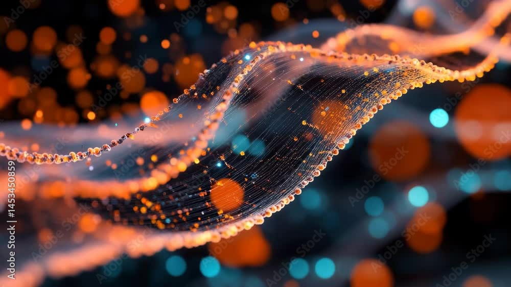 Leinwandbilder Digital data processing over a dna strand with vibrant color patterns, digital data processing over dna strand spinning