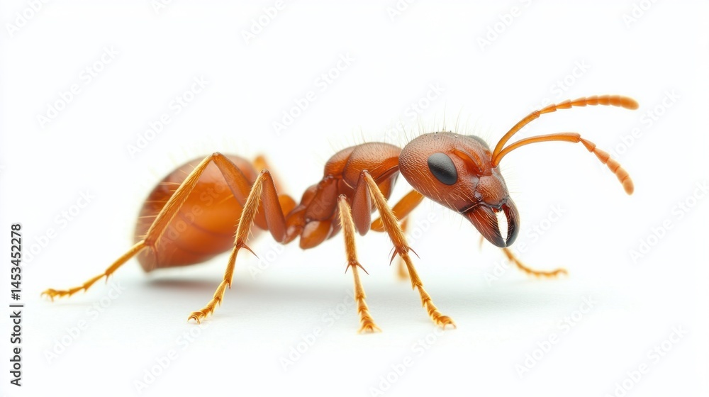 Poster detailed macro shot of a formicidae insect on white background showing anatomy and texture