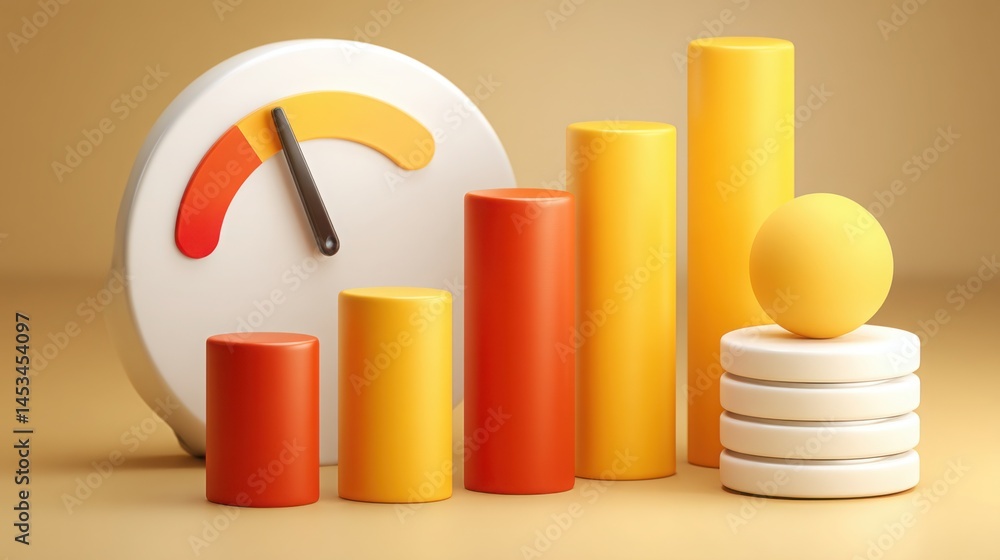Poster a close-up view of a clock next to a stack of orange and white cylinders signifying proactive econom