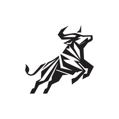 Origami Bull Logo – Bold Black and White Geometric Animal Symbol