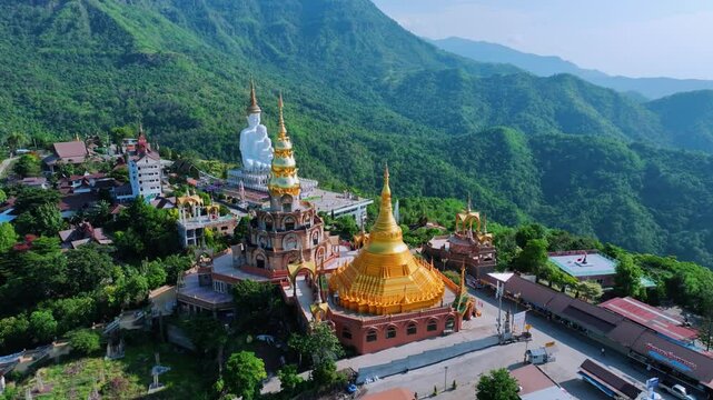 Five Buddha statues, Thai temple in Phetchabun province, Wat Phra That Pha Sorn Kaew, Khao Kho, Thailand