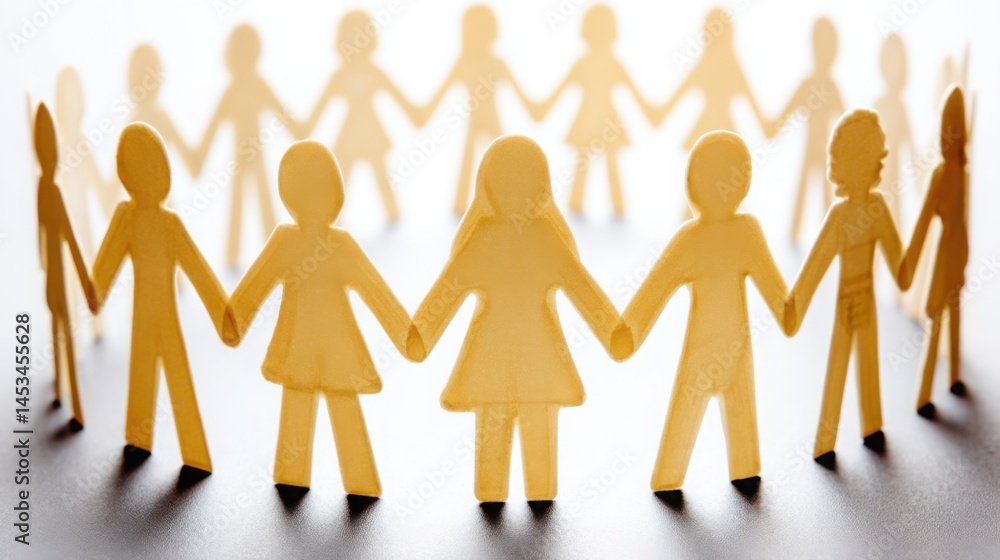 Poster group of people holding hands symbolizing unity and future ethical wealth allocation systems and col