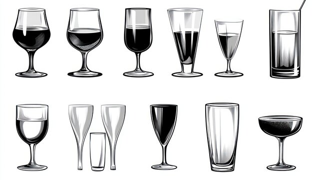 Various Drink Glasses Illustration (5)
