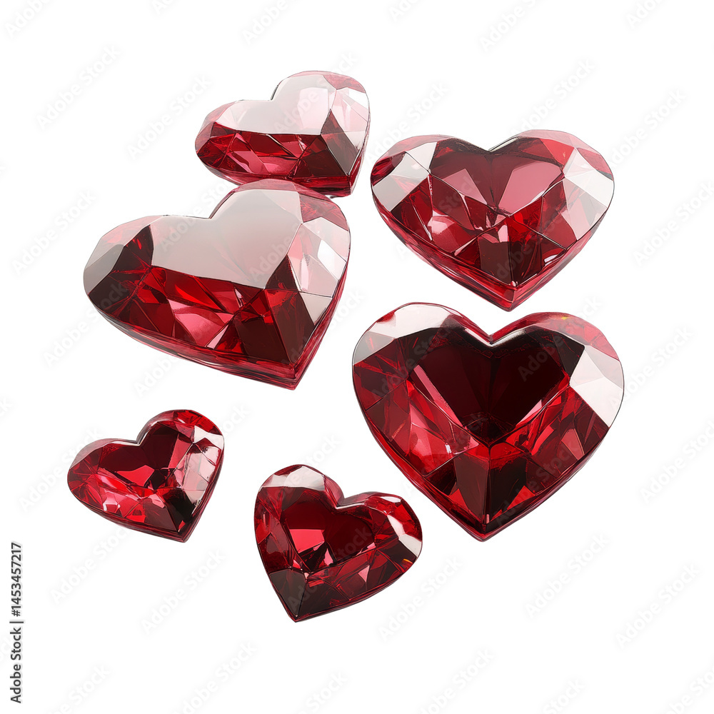 Aufkleber a constellation of ruby hearts glittering against an isolated transparent backdrop conveys affection