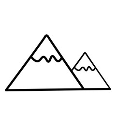 Mountain Peaks Doodle, Simple Twin Summits Against White Backdrop Representing Adventure