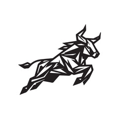 Origami Bull Logo – Bold Black and White Geometric Animal Symbol
