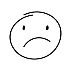 Sad Face Doodle Expressing Melancholy Through Simple Sketch on White Background