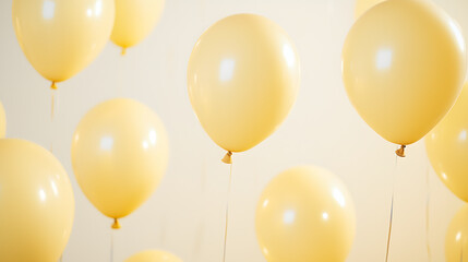 Pastel birthday celebration with confetti and balloons cheerful party background soft lighting joyful concept