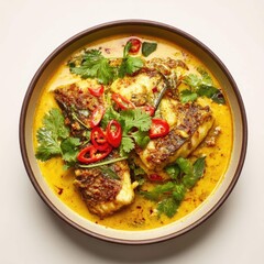 Delicious Indian Fish Curry with Coconut Milk and Fresh Herbs Recipe