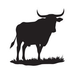 Cow Silhouette icon illustration Vector White Background. Dairy cattle or dairy cow icon