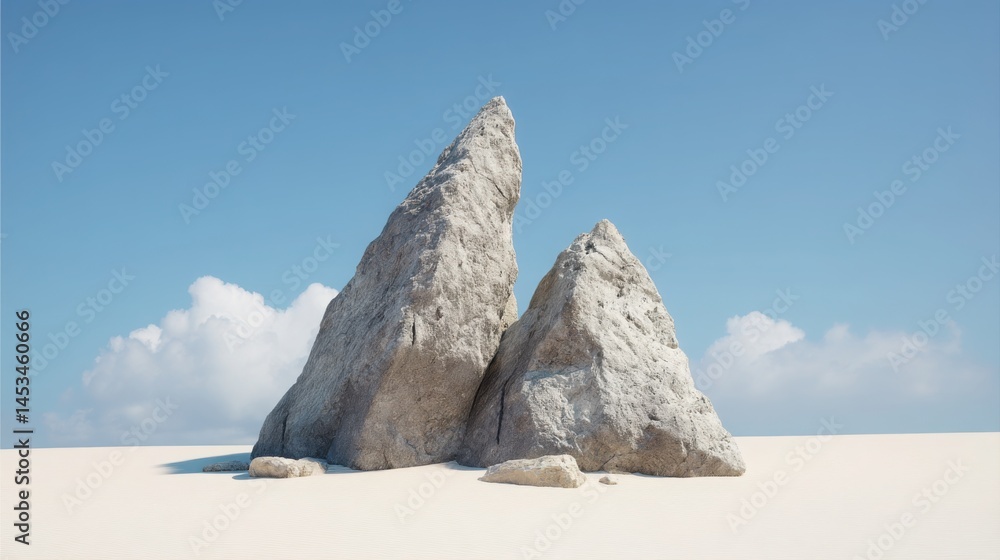 Poster two rocks embedded in soft sand representing resilience in future asset classes and natural investme