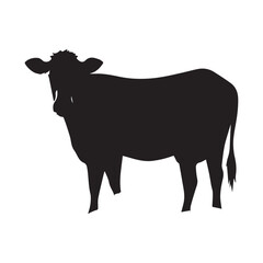 Cow Silhouette icon illustration Vector White Background. Dairy cattle or dairy cow icon