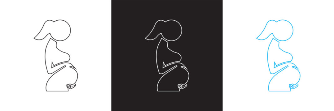 Pregnant woman with a visible belly icon. Vector for websites, mobile interfaces, presentations, banner, visual branding etc. Vector illustration. isolated on white and black background. EPS 10