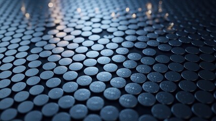 Fototapeta premium Abstract Macro Shot of Circular Metallic Discs with Subtle Refle