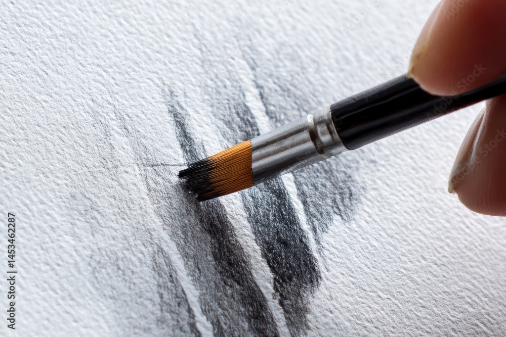 Aufkleber Charcoal Drawing Being Created on Textured White Paper Showcasing Intricate Details and Techniques Used in the Artistic Process Generative AI