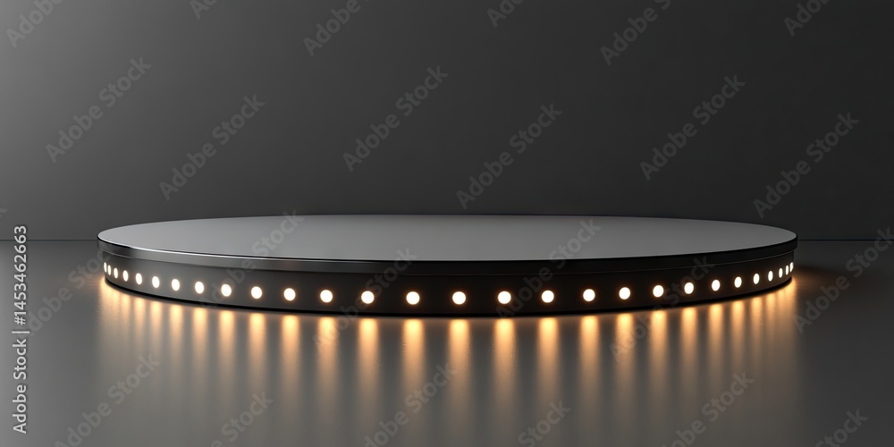 Poster circular platform with illuminated edge