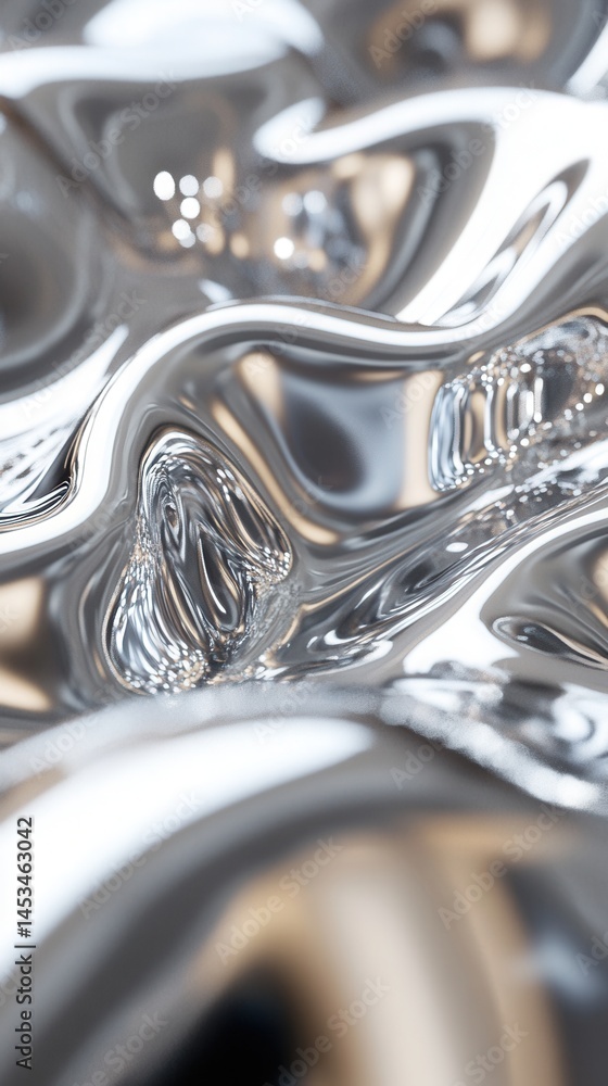 Poster abstract metallic surface with smooth waves and reflections for modern backgrounds and designs