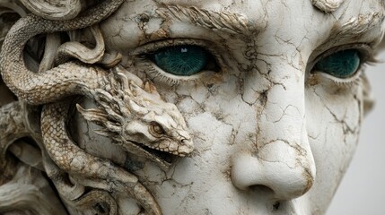 Intricate Sculpture of a Mythical Creature with Detailed Features