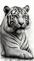 Fototapeta premiumwhite and black tiger sketch white byground