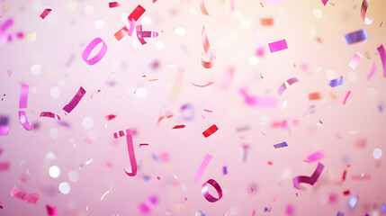 Pastel Birthday Celebration with Confetti and Balloons Festive Party Background Vibrant Atmosphere Joyful Concept