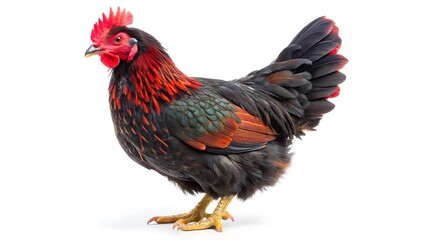 Fototapeta premium Black and red chicken isolated on white background